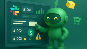 Mr Arigato the robot using a Slack interface with Shopify notifications