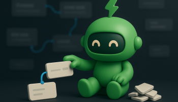 Mr Arigato, a cute green robot, building a Shopify workflow automation