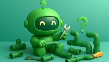 Mr Arigato the robot building a flow with pipes and tools