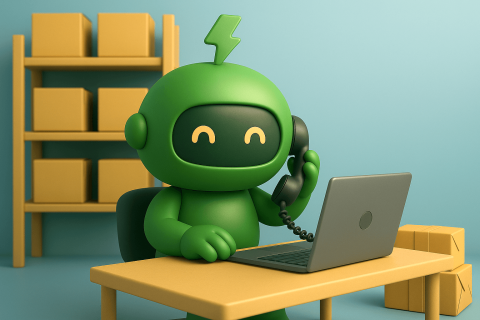 What You Should Automate Shopify Wholesale and B2B Mr Arigato the cute robot sitting behind a desk taking B2B and wholesale Shopify orders