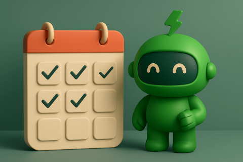 What Should You Automate in Shopify: scheduled campaigns and store updates Mr Arigato the robot stands beside a 3D rendered calendar