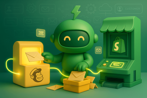 Shopify Mailchimp Integration with Arigato Mr Argito the robot connects Mailchimp and Shopify